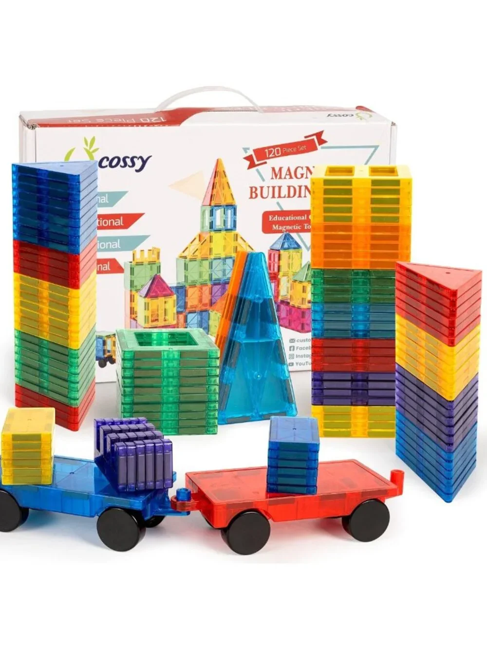120Pcs Magnetic Building Blocks Set - 3D Construction Toys for Kids Ages 3-8